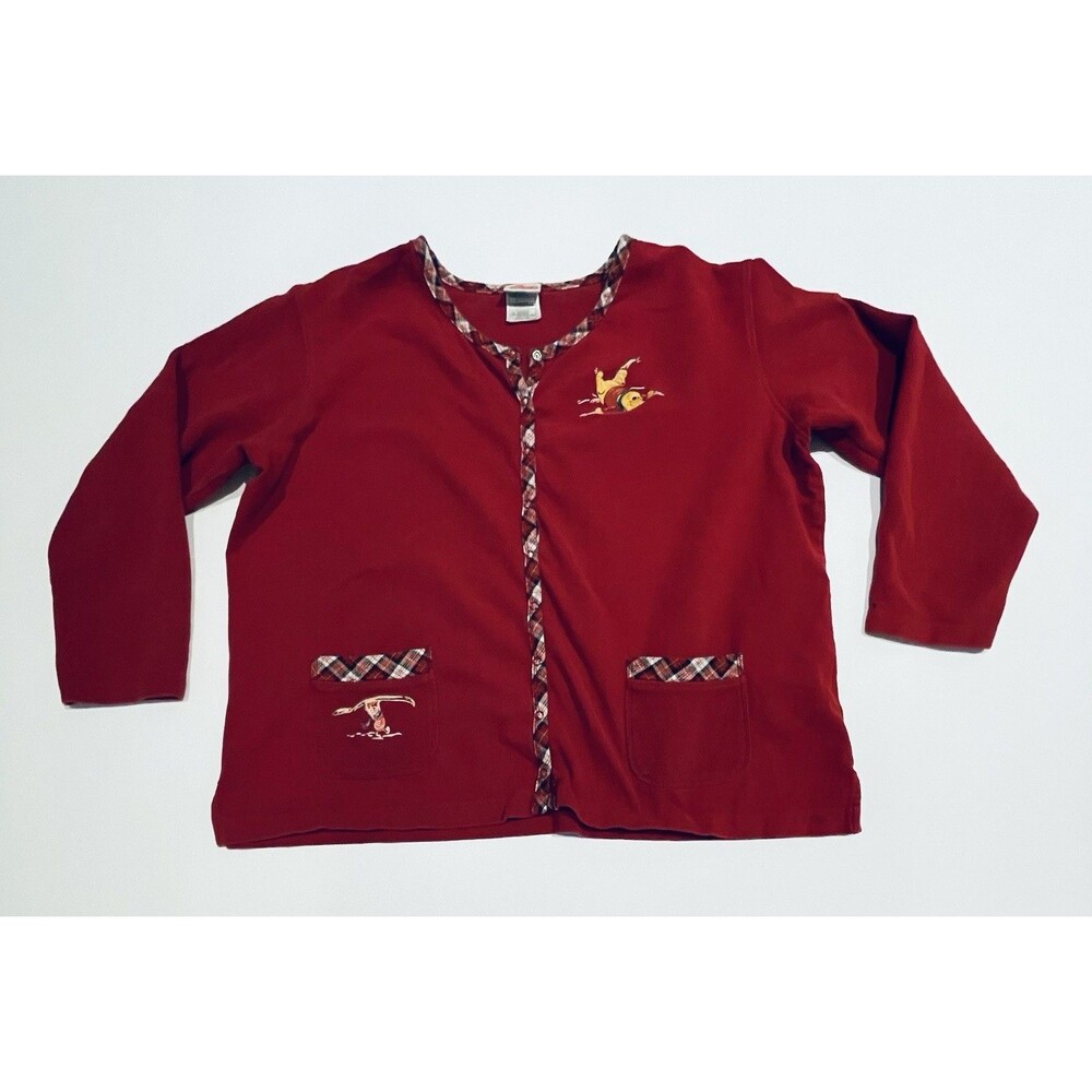 Vintage Disney Red Plaid Jacket Snap Winnie the Pooh Piglet Skiing Women’s L